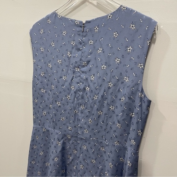 Tailored Rebecca Taylor Petal Fleur Silk-Blend Mini Dress Size 14 Blue Fog - Picture 7 of 9